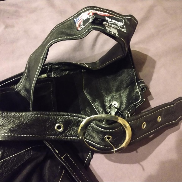 Unisex USA Bikers Dream Apparel Leather Chaps Med. - Picture 2 of 3